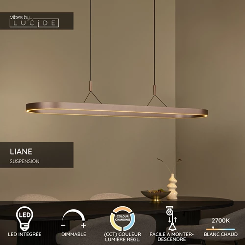 Lucide LIANE - Suspension - LED Dim. - CCT - 2x40W 2700K/4000K - Rouille | Vibes - USP